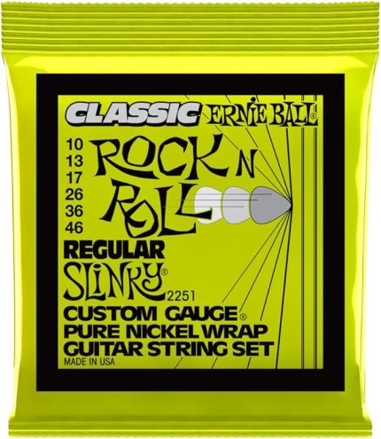 Ball Regular Slinky Klasik Rock 'N' Roll Elektro Gitar Telleri, Saf Nikel Sargı, Ölçü 10-46