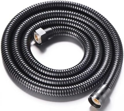 Yüksek Kaliteli Patlamaz Kopmaz Paslanmaz 150cm Duş Hortumu - Tüm Duş Başlıklarıyla Uyumludur (G1/2) (Siyah)