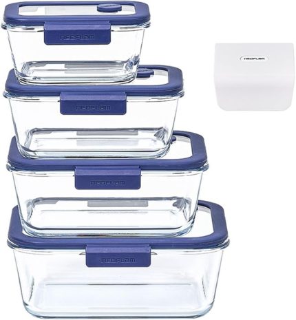 Fika Glace Vakumlu Cam Saklama Kabı Seti Mavi 5 Parça D-NEOBGLS05