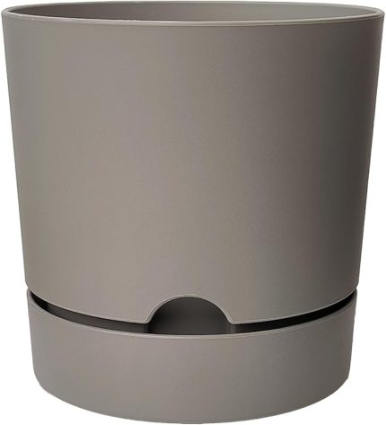 Begonya Saksı Tabaklı Drenajlı Mat Plastik Çiçek Saksısı (Bej, 9 Litre)