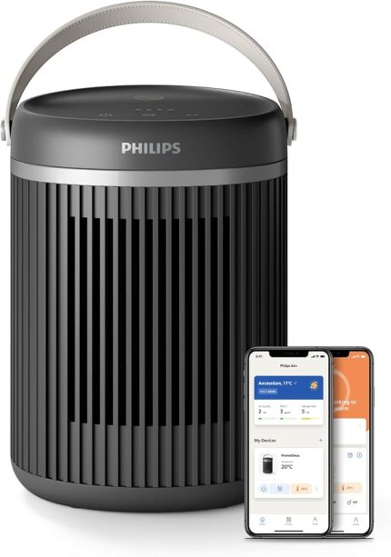 Serisi 3000 2000W Enerji Tasarruflu Bağlantılı Isıtıcı, EcoAI ile%50'ye Kadar Enerji Tasarrufu, Sessiz, 5 Güvenlik Fonksiyonu, 45°'lik Salınım, Koyu Gri (CX3120/01)