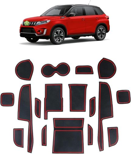 Suzuki Vitara 2016-2024 2025 (Otomatik) ile Uyumlu Kauçuk Orta Konsol Paspası, Kol Dayama Bardaklık Paspası Kaymaz Kapı Dikişi Paspas Vitara Aksesuarları