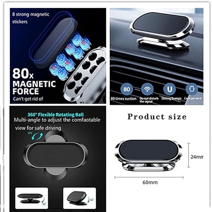 Manyetik Araç Telefonu Tutucu, 360 ° Döndürme ile Araba Manyetik Montaj için Telefon Tutucu, Evrensel Mıknatıs Cep Telefonu Montaj Panosu Cradle - Görsel 5