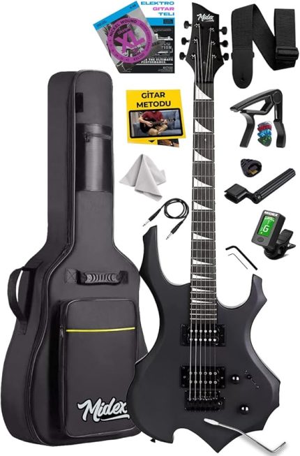 Force Masif Ağaç Üst Seviye Elektro Gitar H-H Profesyonel Full Set Aksesuarlı