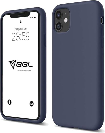 iPhone Kılıf İnce Sıvı Silikon 3 Katmanlı Tam Kaplamalı Yumuşak Jel Kauçuk Kılıf Kapak (Lacivert, iPhone 11)