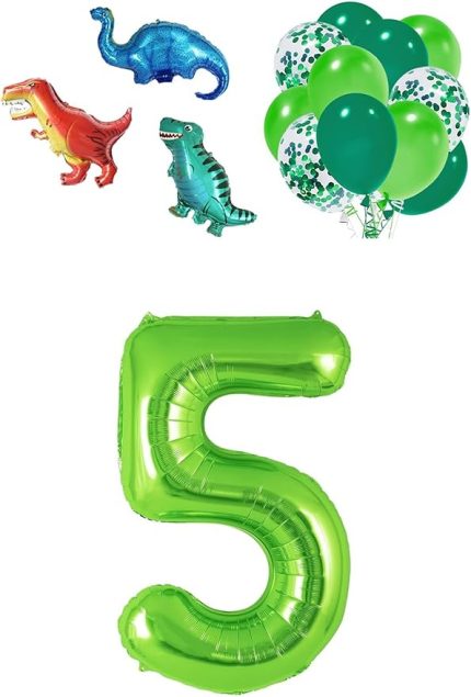 Gitti Dinazor Set; Rakam Folyo, 3 Adet Mini Dinazor ve 10 lu Balon (5)