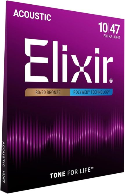 Tel 80/20 Bronz Akustik Gitar Teli, POLYWEB® Kaplama, Ekstra Hafif (.010-.047)
