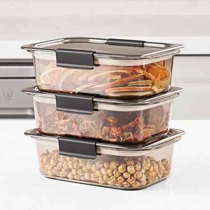 3'lü Kuru Gıda Erzak Saklama Kabı - Meyve & Sebze Saklama Kabı Seti - Kapaklı Beslenme Kabı 900ml*3