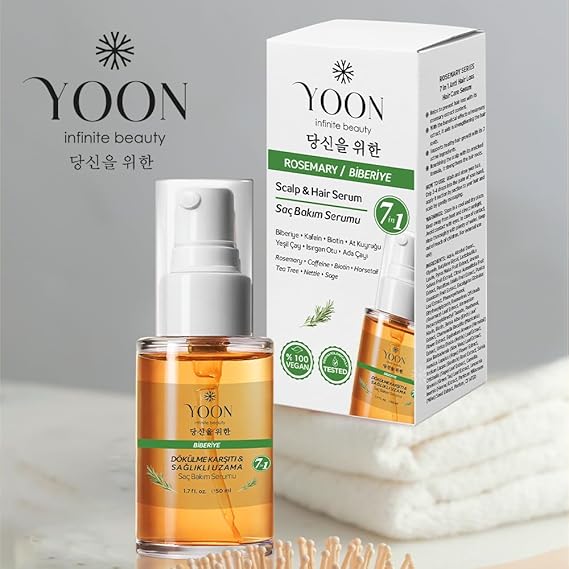 Vegan Biberiye Saç Bakım Serumu - Saç Dökülme Karşıtı, Hızlı Saç Uzatan, Sülfat, Paraben ve Silikon İçermeyen, 7 Doğal Aktif İçerikli, Besleyici ve Güçlendirici Saç ve Saç Derisi Serumu 50ml - Görsel 5
