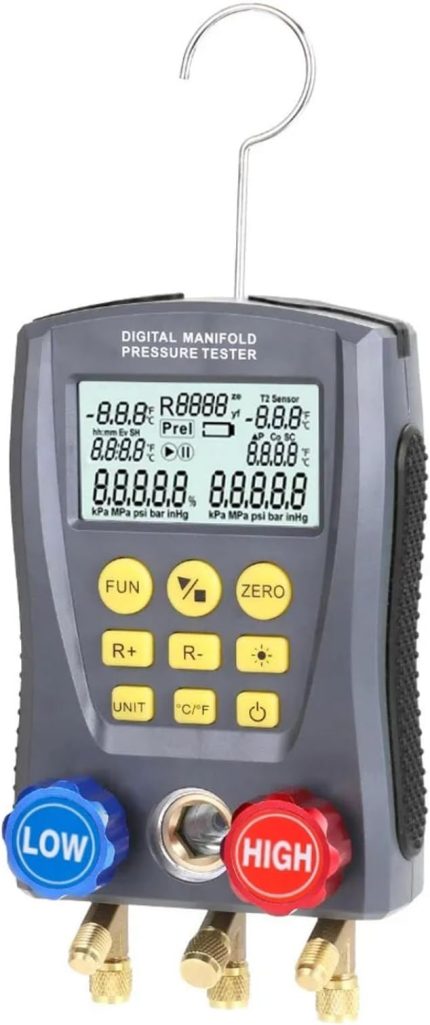 Basınç Ölçer Soğutma Dijital Vakum Basınç Manifoldu Test Cihazı HVAC Sıcaklık Test Cihazı Dijital Manifold Ölçer HVAC Vakum Basınç