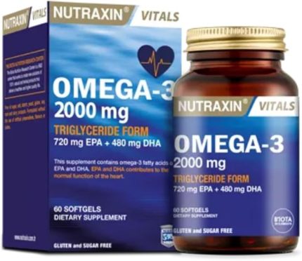 Vitals Omega-3 2000 mg EPA + DHA Balık Yağı içeren Takviye Edici Gıda (1 x 60 kapsül)