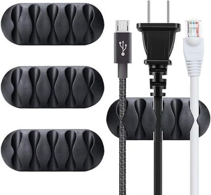 3 Adet Kablo Tutucu Seti – Her Biri 5 Kablo Kapasiteli | Yapışkanlı Kablo Klipsi, Masa Üstü Kablo Düzenleyici, Ofis & Ev İçin Kablo Yönetimi | Siyah Renk