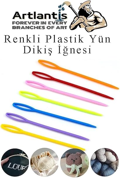 ve Kıvrımlı Plastik Yün İğnesi 20 Adet 1 Paket Plastik Dikiş Dokuma İğnesi Kavisli İplik İğne Goblen - Görsel 5