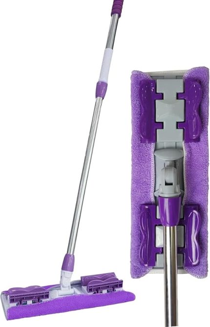 Yer Mopu Fayans Duvar Yüzey Temizlik Mikrofiber Mandallı Mop, Teleskopik Saplı İstediğin Bezi Tak Kullan +1 Yedek Bezli