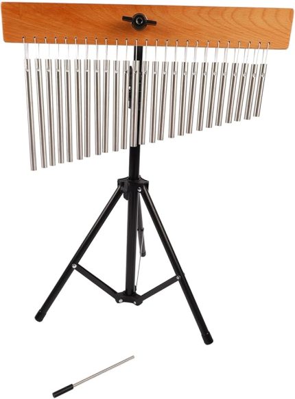 Rüzgar Zil Metal Bar Ayarlanabilir Tripod Ile Güzel Açık Sesli Rüzgar Zil Dekorasyon Ahşap Baskı