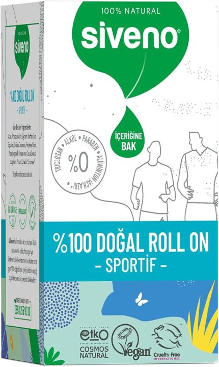 %100 Doğal Roll-On Sportif Sporcu Deodorant Ter Kokusu Önleyici Bitkisel Lekesiz Vegan 50 ml