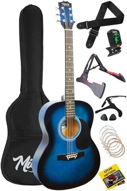 RG-550BL Pack Kaliteli Mavi 40 İnç Akustik Gitar Seti 4/4 Yetişkin