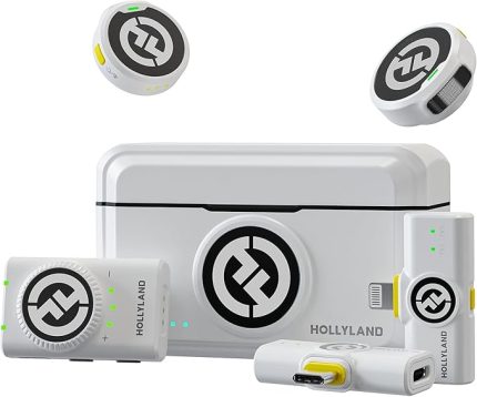 Hollyland Lark M2 Kablosuz Lavalier Mikrofon (2TX+3RX) Kamera, iPhone, Android, PC, 48 kHz / 24 bit Hi-Fi Ses 40H Süre 300 m Menzil, ENC Anti Ses Takmalı Mikrofon, Vlog için Kablosuz - Beyaz