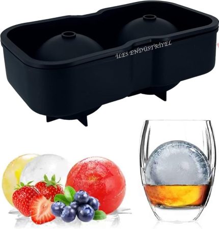 Chef Büyük Boy Silikon 2 Bölmeli XL Top Buz Kalıbı, Siyah