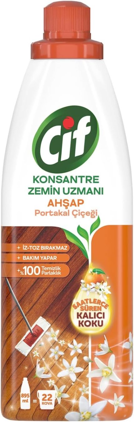 Konsantre Zemin Uzmanı Ahşap ve Laminant Parke için Yüzey Temizleyici Portakal Çiçeği 895ml