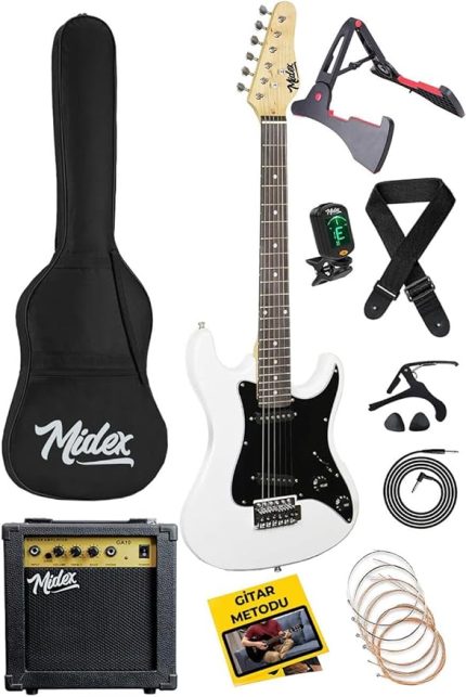 CEG-36WH 8-12 Yaş Çocuklar İçin Amfili Full 3/4 36 İnç Elektro Gitar Seti White