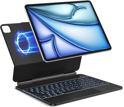 İpad Air 13İnç M3 Çipli 2025 ile Uyumlu Magic ile Uyumlu Touchpad Işıklı Klavyeli Kılıf