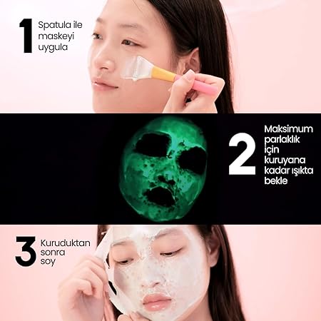 Neon Mask Işıltı Veren Korean Style Yaşlanma Karşıtı, Gözenek Sıkılaştırıcı Soyulabilir Yüz Maskesi - Görsel 4