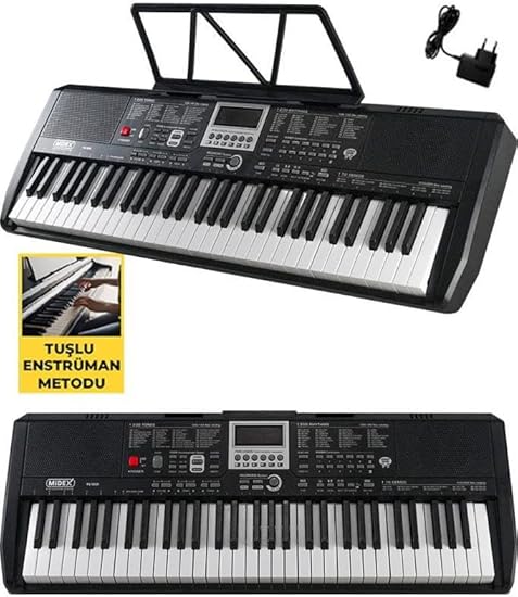 PS-1800BK-H 61 Tuşlu Kaliteli Org Dijital Ekranlı Kulaklık Çanta Notalık Adaptör Sticker Öğrenim Metodu - Görsel 3
