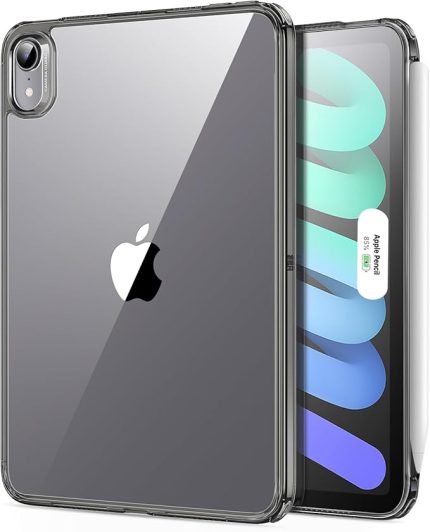 iPad Mini 7 için kılıf 2024 A17 Pro, iPad Mini 6 kılıfı 2021, 8,3 inç, ince ve hafif, sararmaya dayanıklı, sert şeffaf arka taraf, Pencil Pro/USB-C destekler, Classic serisi, şeffaf siyah