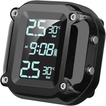 Motosiklet Kablosuz Lastik Basıncı İzleme Sistemi 2 Harici Sensörlü Motosiklet için USB Şarj TPMS Dijital LCD Ekran İki Tekerlekli Motosiklet TPMS