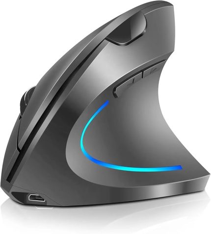 Sarjlı Dikey Ergonomik Kablosuz Mouse Fare Wireless 2000 Dpı 6 (Gri)