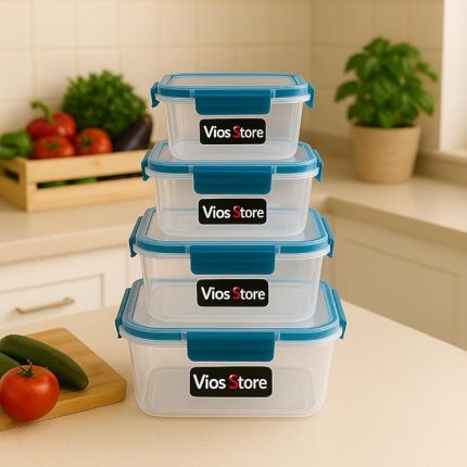Store 4’lü Kilitli Saklama Kabı Seti – Sızdırmaz Kapaklı, Farklı Boy ve Renklerde, BPA İçermez, Plastik Gıda Saklama Kutusu (Mavi)