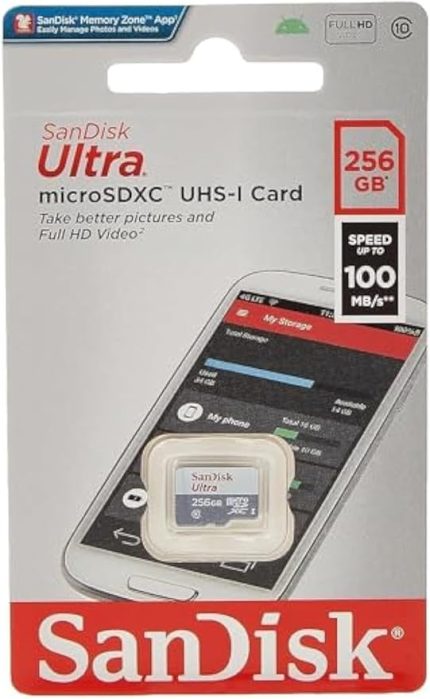 256GB Ultra Lite MicroSDXC 100 MB, Beyaz/Gri