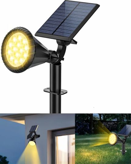 Gün Işığı18 LED Spot Güneş Enerjili Bahçe Aydınlatma Lambası, Fotoselli, Spike Aplik, 18W Su Geçirmez Dış Mekan Solar Lamba, Ağaç, Veranda, Havuz, Duvar Ve Zemin Montajına Uygundur 42 CM