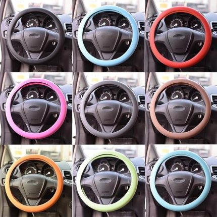 Araba Renkli Direksiyon Silikon Kılıfı Kaydırmaz Siyah