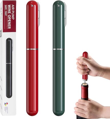 2 Adet 2'si 1 Arada Hava Basıncı Şarap Açacağı Folyo Kesicili, Şişesi Açacağı Taşınabilir, Pompa Açacağıs, Şarap Severler için Hediye