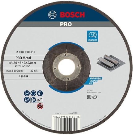 Professional Accessories Bombeli Metal Kesme Diski, Gri, 230 mm, 1 Adet