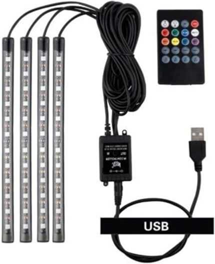 car accesories USB GİRİŞLİ 9 LEDLİ ARAÇ İÇİ SESE DUYARLI AYAK ALTI RGB LED AYDINLATMA