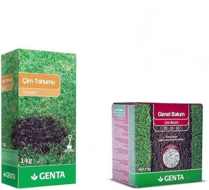 Onarım Çim Tohumu 1 Kg - Genel Bakım Çim Gübresi 1 kg - Çim Onarım Paketi