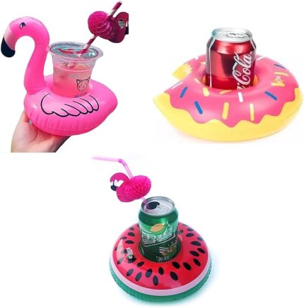 Donut Karpuz Flamingo 3lü Şişme Havuz Deniz Bardak Tutucu Float Bar Seti