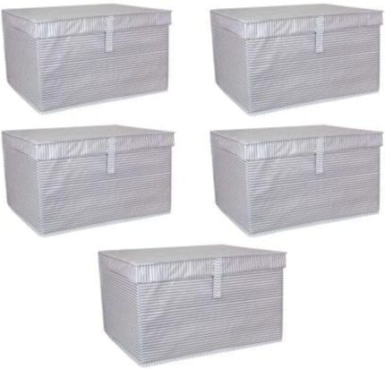 5 Adet - Kapaklı Çok Amaçlı Çamaşır-saklama-düzenleme Vb Hurç, Kutu 50x40x30 - Maxi Kutu - Gri