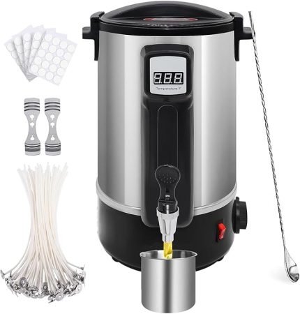 Balmumu Eritici 1500W Elektrikli Mum Eritme Potası 304 Paslanmaz Çelik, LED Ekran, Döner Kontrol, 8-35L Kapasite, Soya, Parafin, Hindistan Cevizi, Balmumu için Toplu Mum Yapma Eritici,12L
