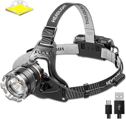 Ps-8002 Sensörlü Zoomlu Profesyonel 3000 Lümen Xhp50 Led Usb'li Şarjlı Kafa Lambası