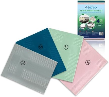 CLEANING Mikrofiber Temizlik Bezi | Sihirli Bez, Cam ve Ayna Bezi | 4'lü Paket | Somon Serisi