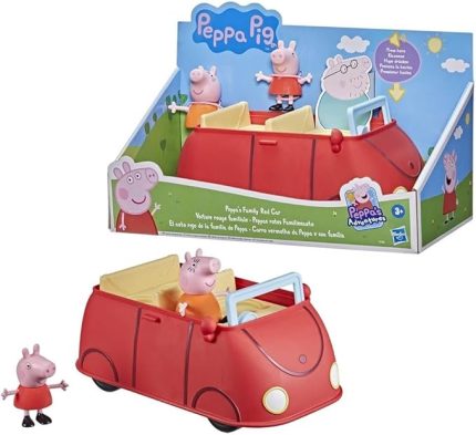 Pig Peppa'nın Maceraları Peppa'nın Ailesinin Kırmızı Arabası Okul Öncesi Oyuncağı, Konuşma ve Ses Efektleri, 3 Yaş ve Üzeri İçindir