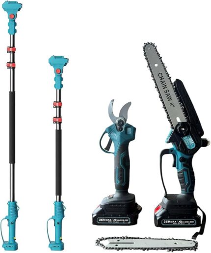 Style TERA Teleskopik Uzatmalı Çift Akülü 36V 5000 Mah 2.5 Metre Yağlı Budama Testere ve Makas Seti
