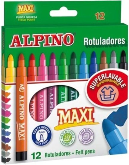 Alpino Maxi Keçeli Kalem Jumbo Keçe Uçlu Kalem 12 Renk 12'Li