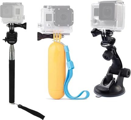 Kamera Aksesuarları Kiti ile Uyumlu Gopro Hero 13 12 11 10 9 8/AKASO EK7000/Cesur 4/Cesur 7 LE/V50X/Ejderha Dokunmatik/Apexcam/ODDV Kamera Özçekim Sopa Yüzer Kolu Kavrama Vantuz Dağı