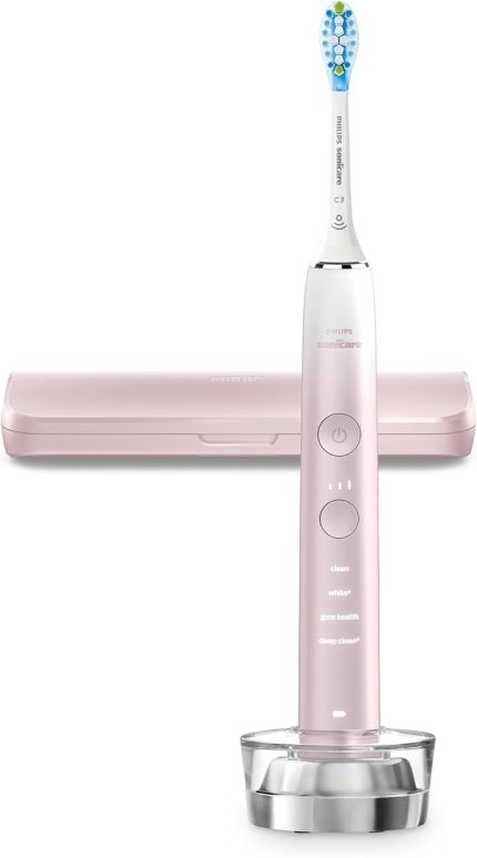 Sonicare DiamondClean 9000 Şarjlı Diş Fırçası, 4 Temizlik Modu, Basınç Sensörü, Seyahat Kabı ve Sonicare Uygulama Desteği, Pembe Geçişli, HX9911/84