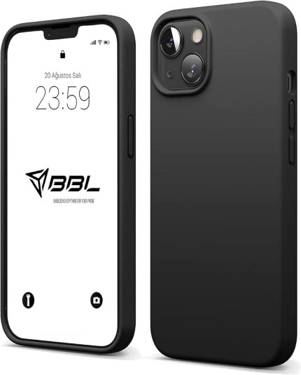 iPhone 13/14 Kılıf İnce Sıvı Silikon 3 Katmanlı Tam Kaplamalı Yumuşak Jel Kauçuk Kılıf Kapak (Siyah)